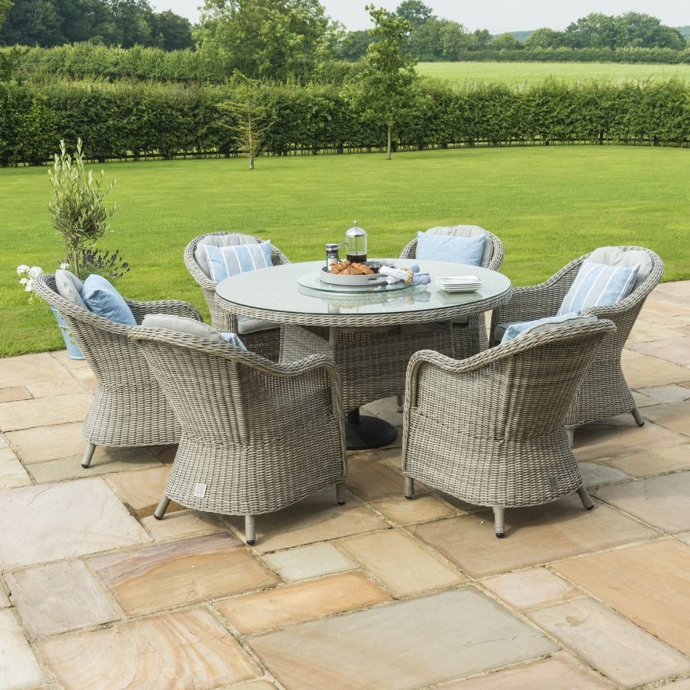 Product photograph of Maze Oxford Heritage 6 Seat Round Rattan Dining Set With Ice Bucket And Lazy Susan from Choice Furniture Superstore.