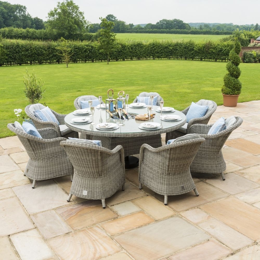 Product photograph of Maze Oxford Heritage 8 Seat Oval Rattan Dining Set With Lazy Susan And Ice Bucket from Choice Furniture Superstore.