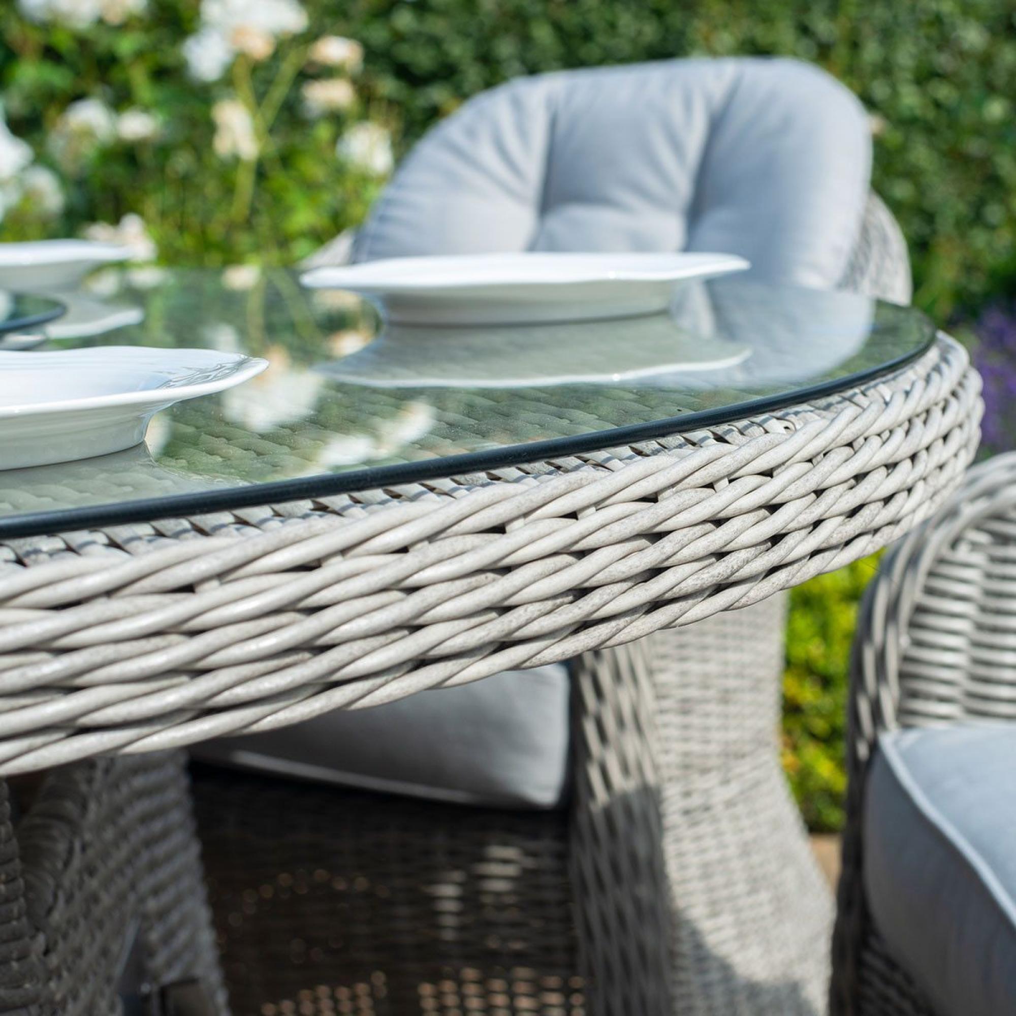 Maze Oxford Heritage Grey Rattan Seater Oval Fire Pit Garden