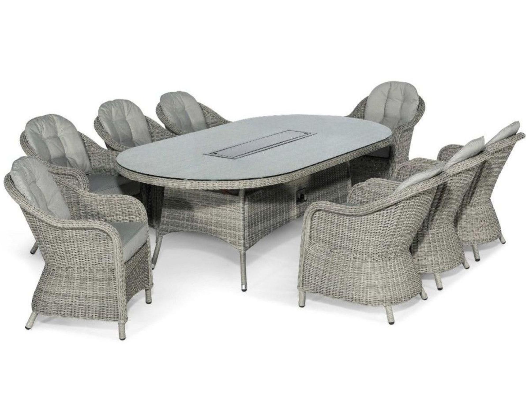 Product photograph of Maze Oxford Heritage 8 Seat Oval Rattan Fire Pit Dining Set from Choice Furniture Superstore.