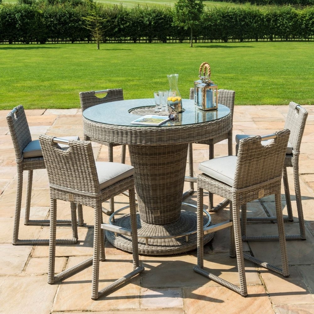 Product photograph of Maze Oxford 6 Seat Round Rattan Bar Set With Ice Bucket from Choice Furniture Superstore.