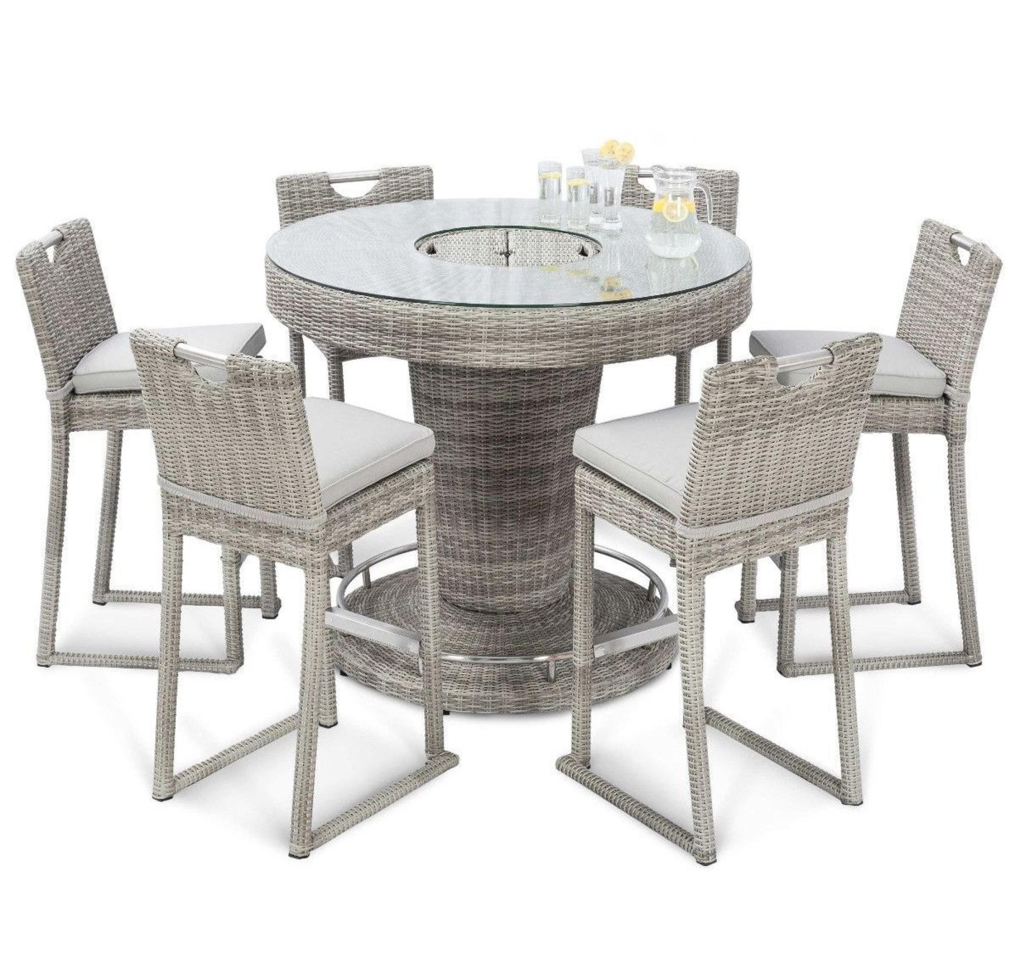 Product photograph of Maze Oxford 6 Seat Round Rattan Bar Set With Ice Bucket from Choice Furniture Superstore.