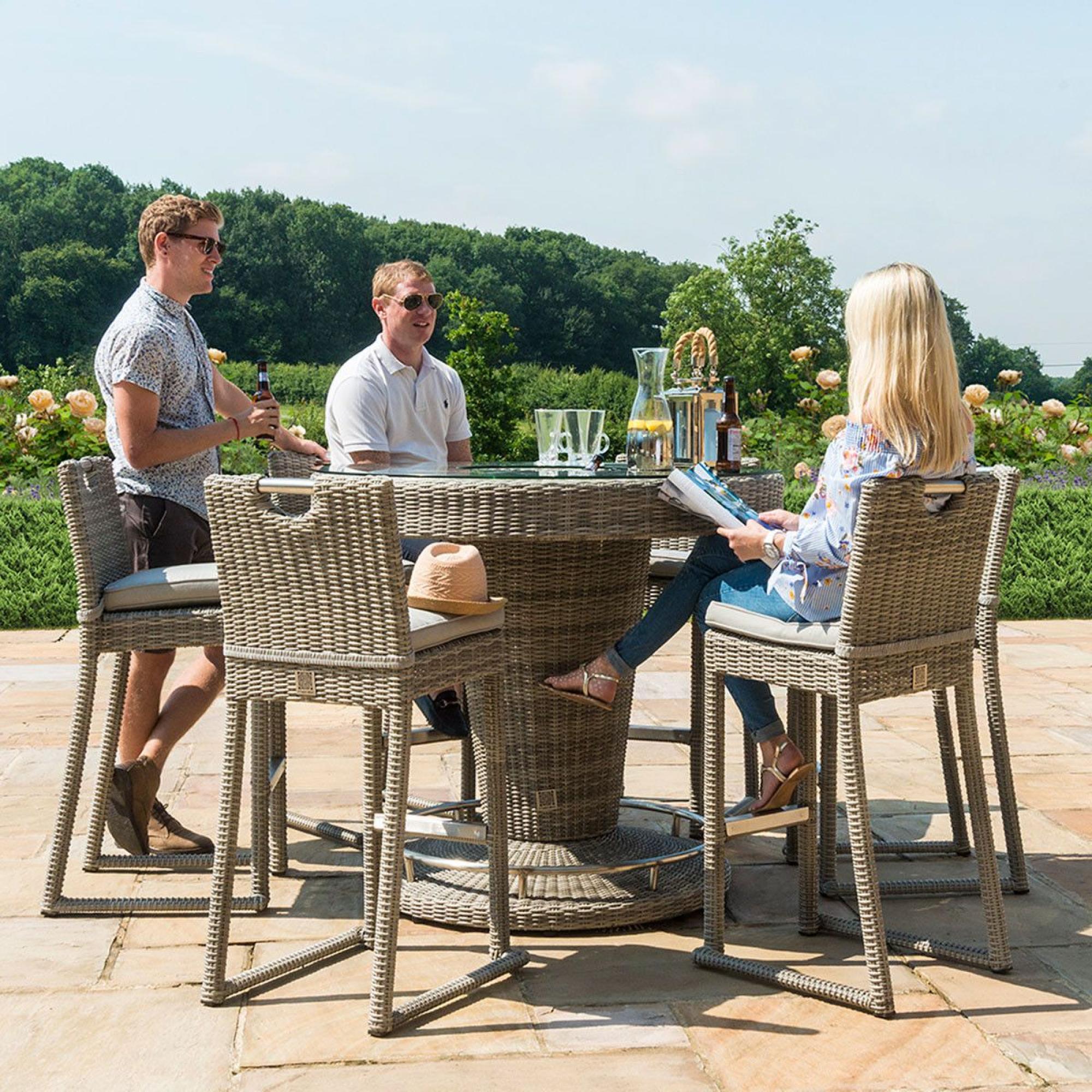 Product photograph of Maze Oxford 6 Seat Round Rattan Bar Set With Ice Bucket from Choice Furniture Superstore.