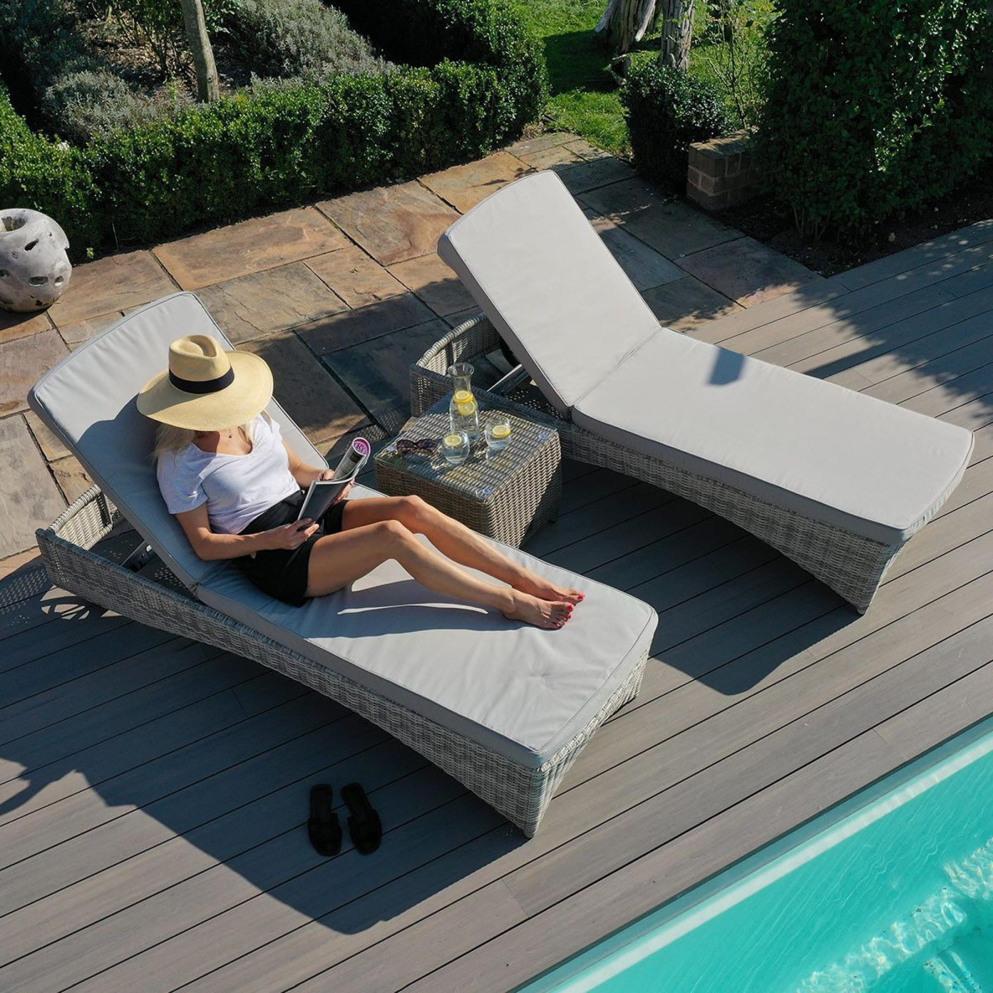 Product photograph of Maze Oxford Rattan Sunlounger Set from Choice Furniture Superstore.