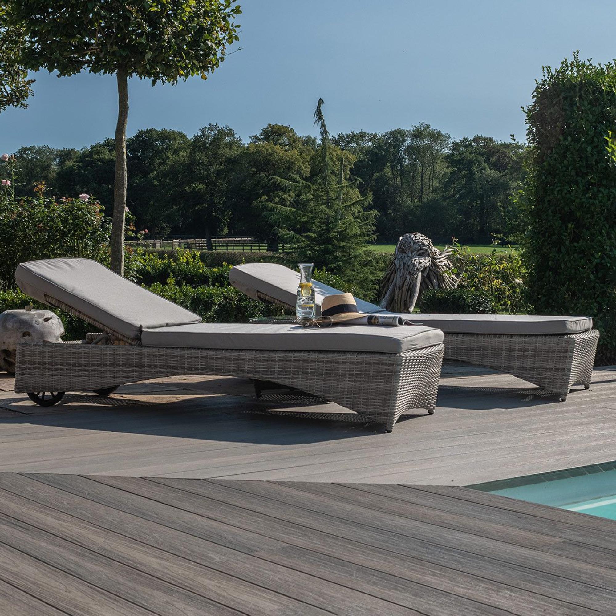 Product photograph of Maze Oxford Rattan Sunlounger Set from Choice Furniture Superstore.