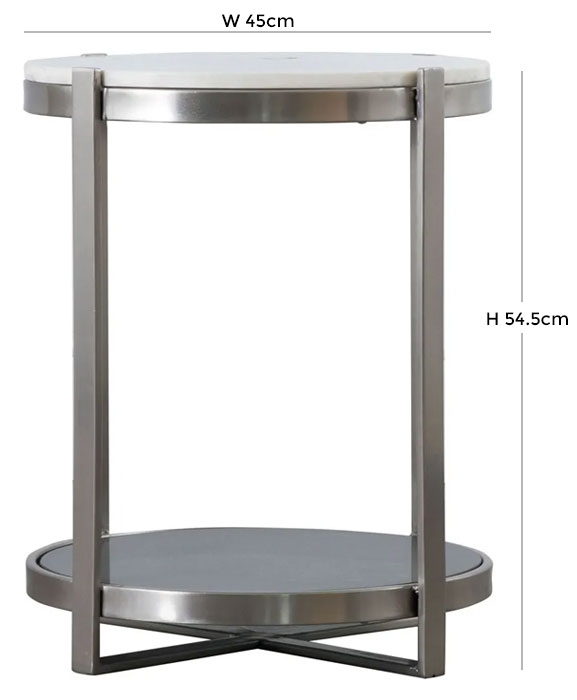 Product photograph of Dibble White Marble Side Table With Metal Base from Choice Furniture Superstore.