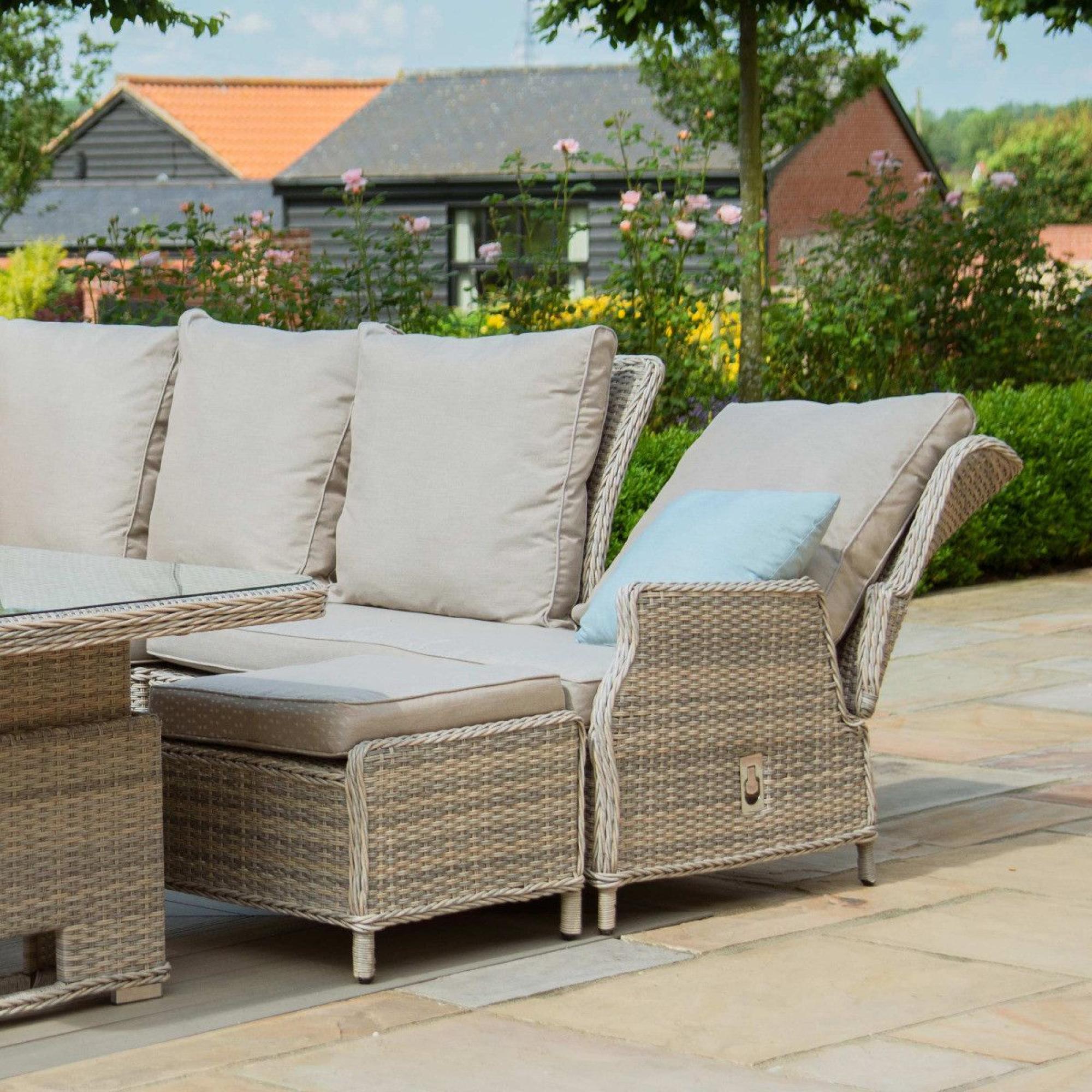 Product photograph of Maze Cotswold Reclining Rattan Corner Dining Set With Rising Table And Chair from Choice Furniture Superstore.