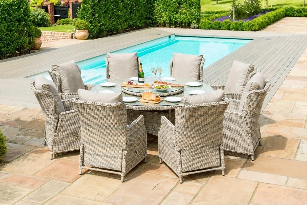 Product photograph of Maze Cotswold Reclining 8 Seat Round Rattan Dining Set With Lazy Susan from Choice Furniture Superstore.
