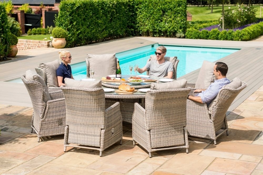 Product photograph of Maze Cotswold Reclining 8 Seat Round Rattan Dining Set With Lazy Susan from Choice Furniture Superstore.