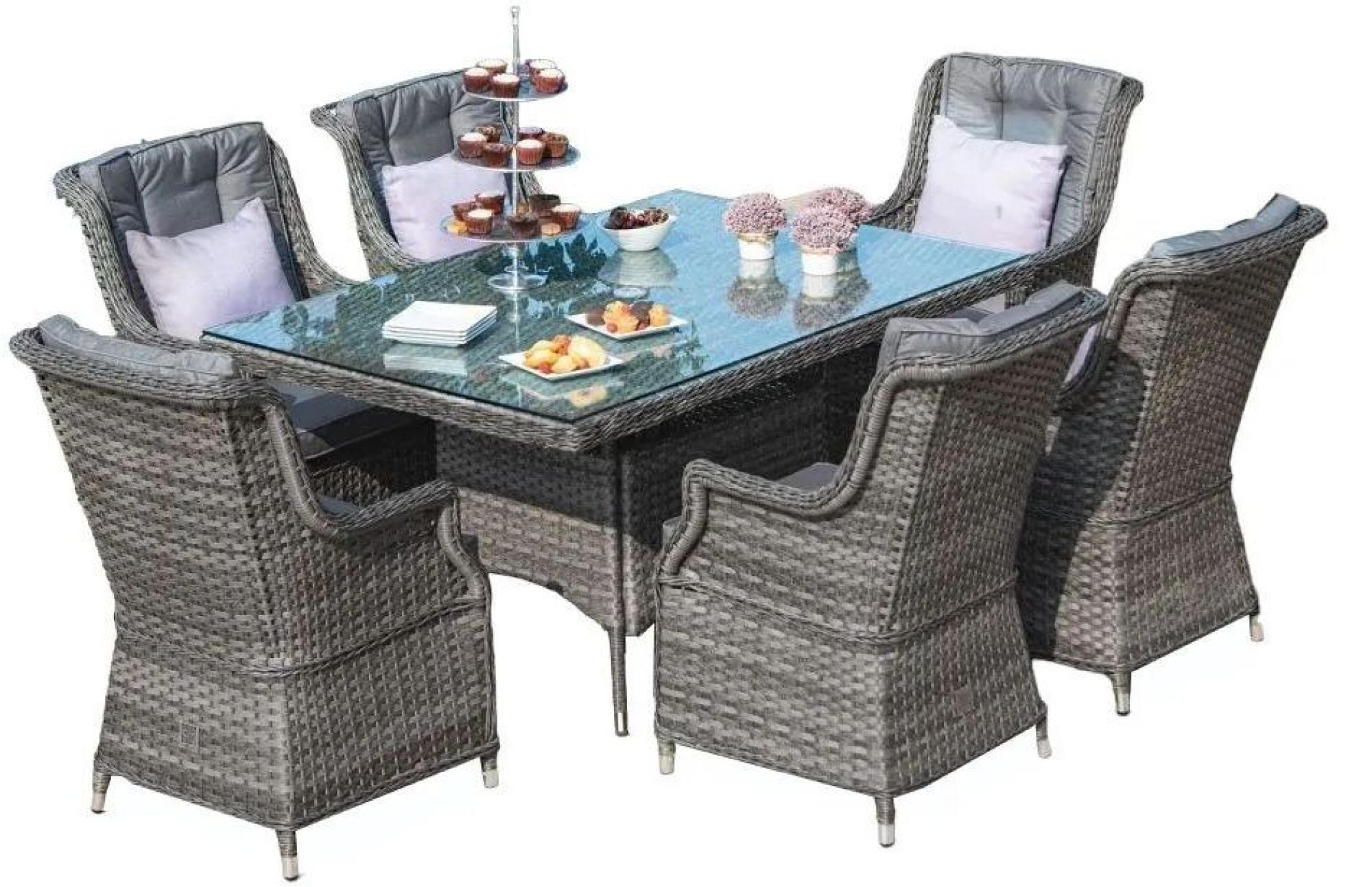 Product photograph of Maze Victoria 6 Seat Rectangular Rattan Dining Set from Choice Furniture Superstore.