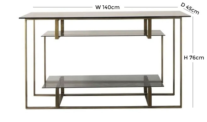 Product photograph of Moraine Bronze And Glass Geometric Console Table from Choice Furniture Superstore.