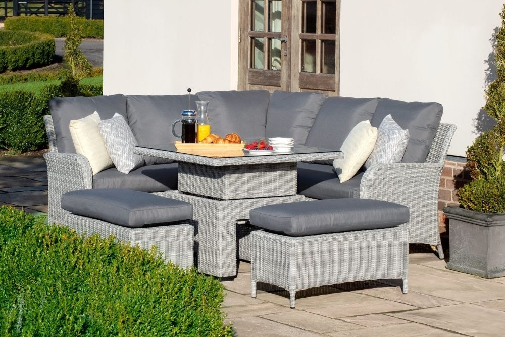 Product photograph of Maze Ascot Square Rattan Corner Dining Set With Rising Table And Weatherproof Cushions from Choice Furniture Superstore.