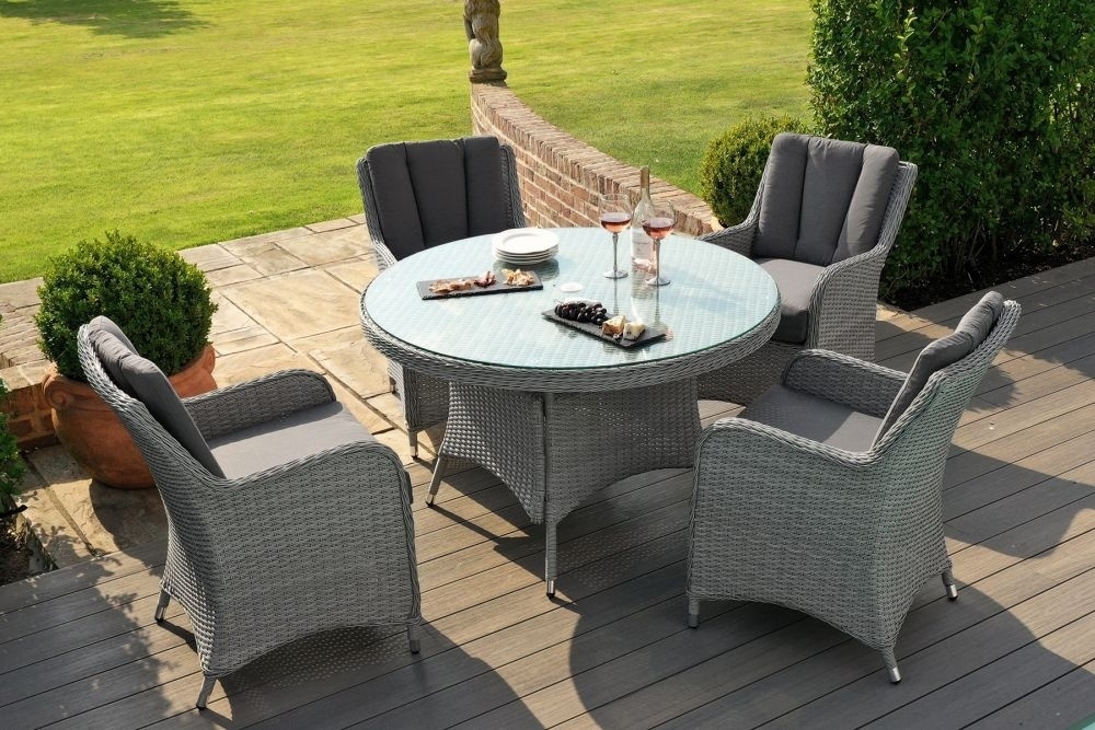 Product photograph of Maze Ascot 4 Seat Round Rattan Dining Set With Weatherproof Cushions from Choice Furniture Superstore.