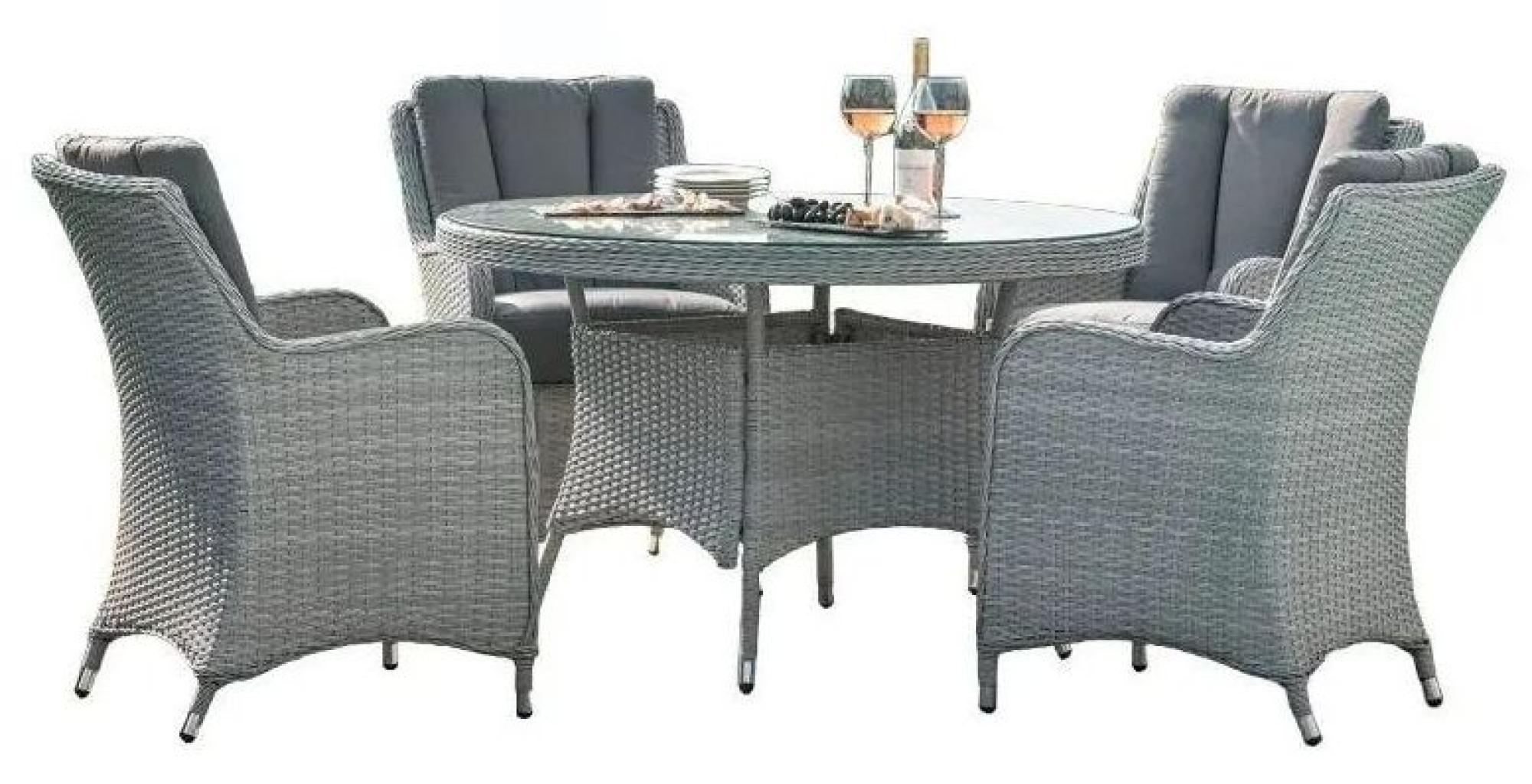 Product photograph of Maze Ascot 4 Seat Round Rattan Dining Set With Weatherproof Cushions from Choice Furniture Superstore.