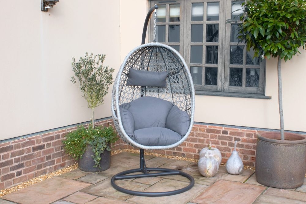 Product photograph of Maze Ascot Rattan Hanging Chair With Weatherproof Cushions from Choice Furniture Superstore.