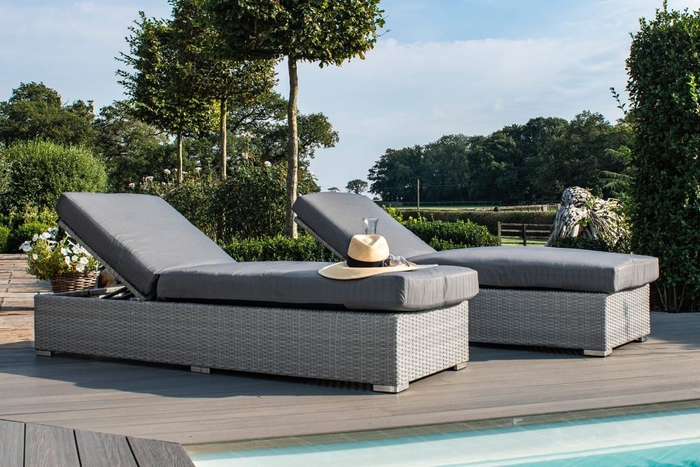 Product photograph of Maze Ascot Rattan Sun Lounger Set With Weatherproof Cushions from Choice Furniture Superstore.