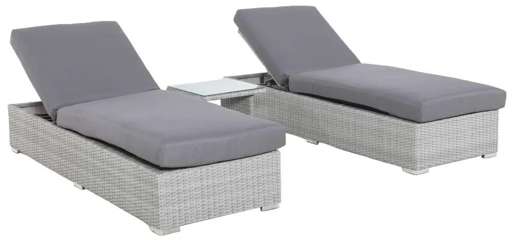 Product photograph of Maze Ascot Rattan Sun Lounger Set With Weatherproof Cushions from Choice Furniture Superstore.