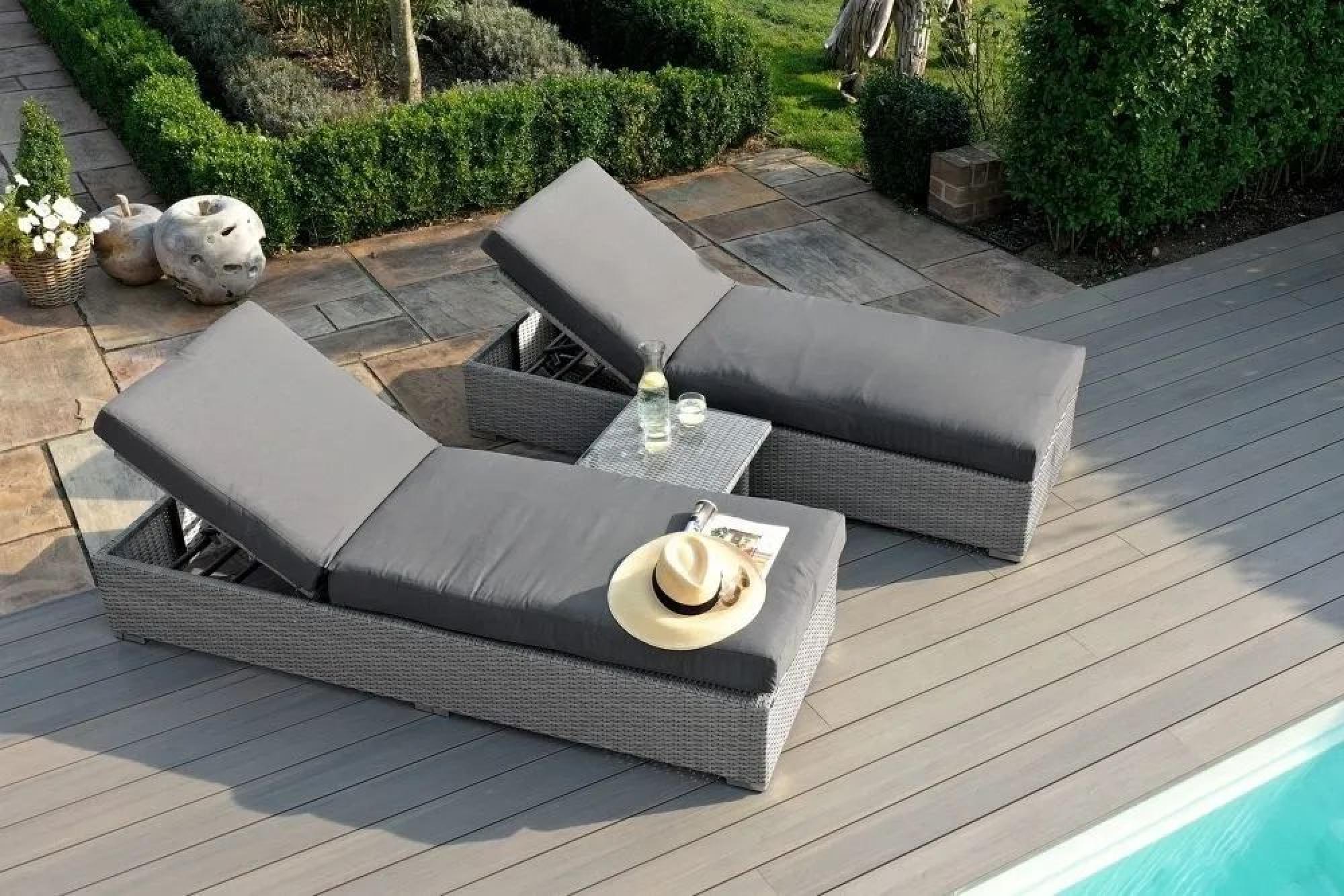 Product photograph of Maze Ascot Rattan Sun Lounger Set With Weatherproof Cushions from Choice Furniture Superstore.