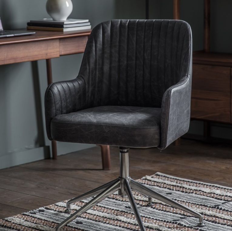 Product photograph of Curie Antique Ebony Swivel Chair from Choice Furniture Superstore.