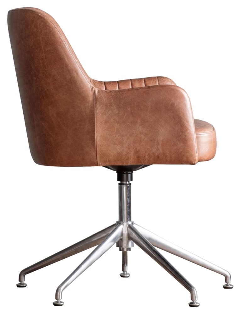 Product photograph of Regal Leather Swivel Chair - Comes In Brown And Ebony Options from Choice Furniture Superstore.