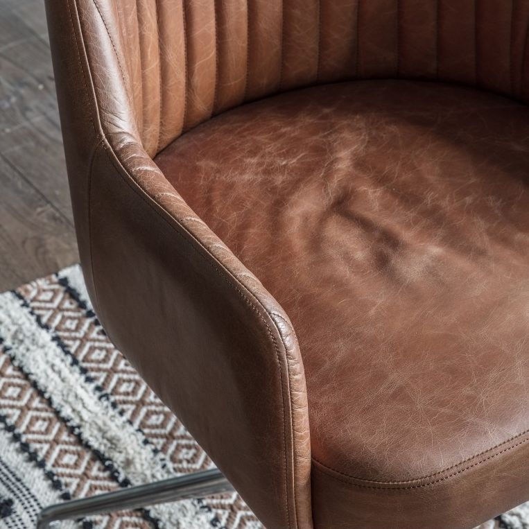 Product photograph of Curie Leather Swivel Chair - Comes In Brown And Ebony Options from Choice Furniture Superstore.