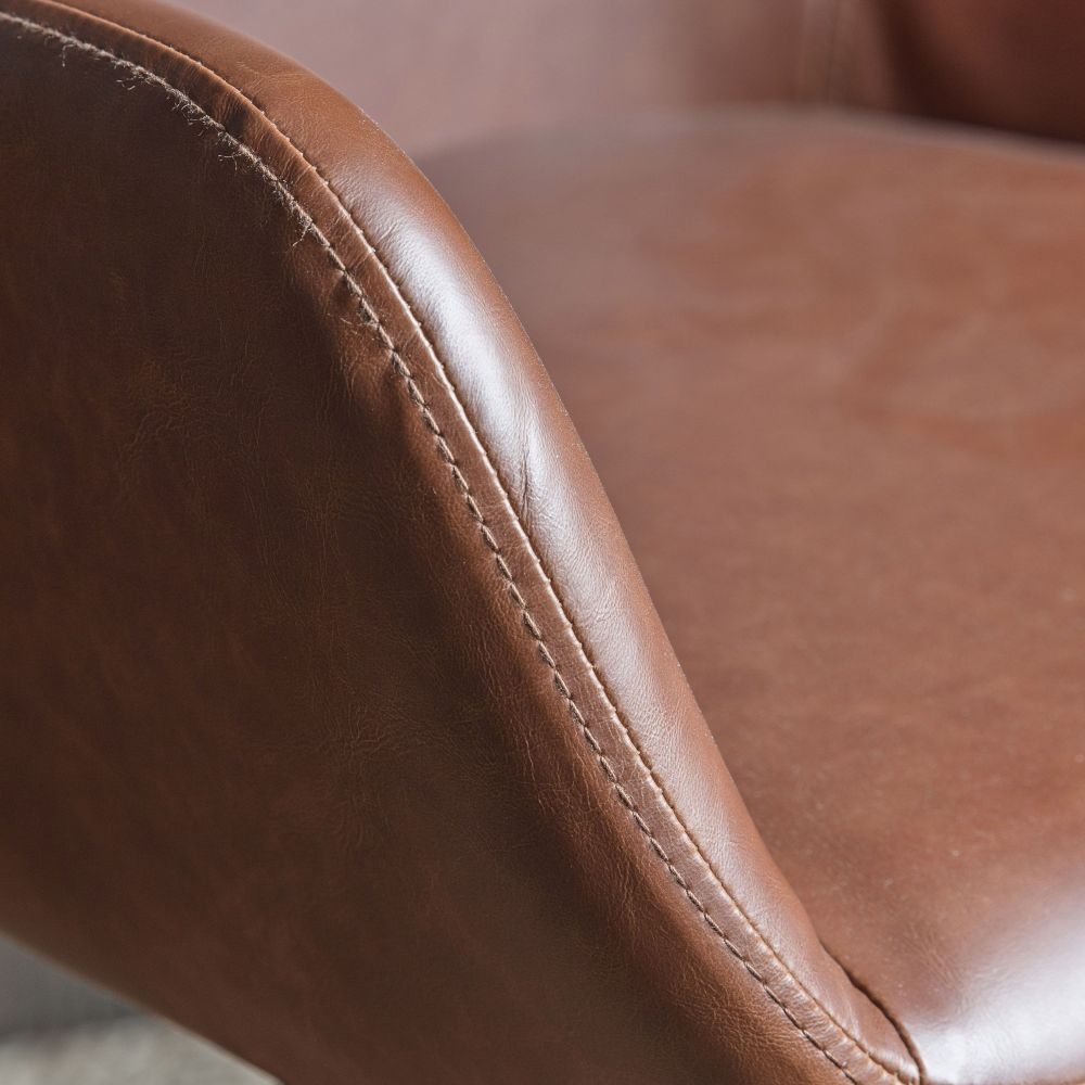 Product photograph of Faraday Brown Leather Swivel Chair from Choice Furniture Superstore.