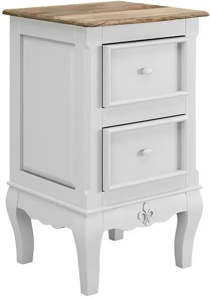 Product photograph of Fleur French Style White Shabby Chic Bedside Cabinet - Made In Solid Mango Wood from Choice Furniture Superstore.