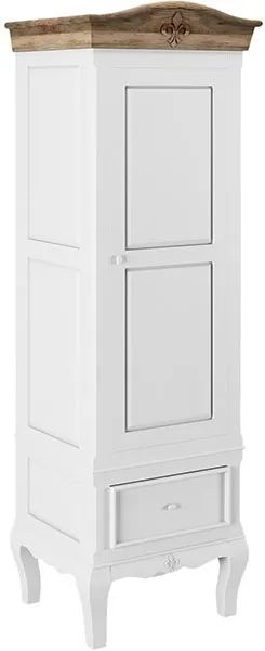 Product photograph of Fleur French Style White Shabby Chic 1 Door Wardrobe - Made In Solid Mango Wood from Choice Furniture Superstore.