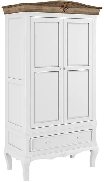 Product photograph of Fleur French Style White Shabby Chic 2 Door Wardrobe - Made In Solid Mango Wood from Choice Furniture Superstore.