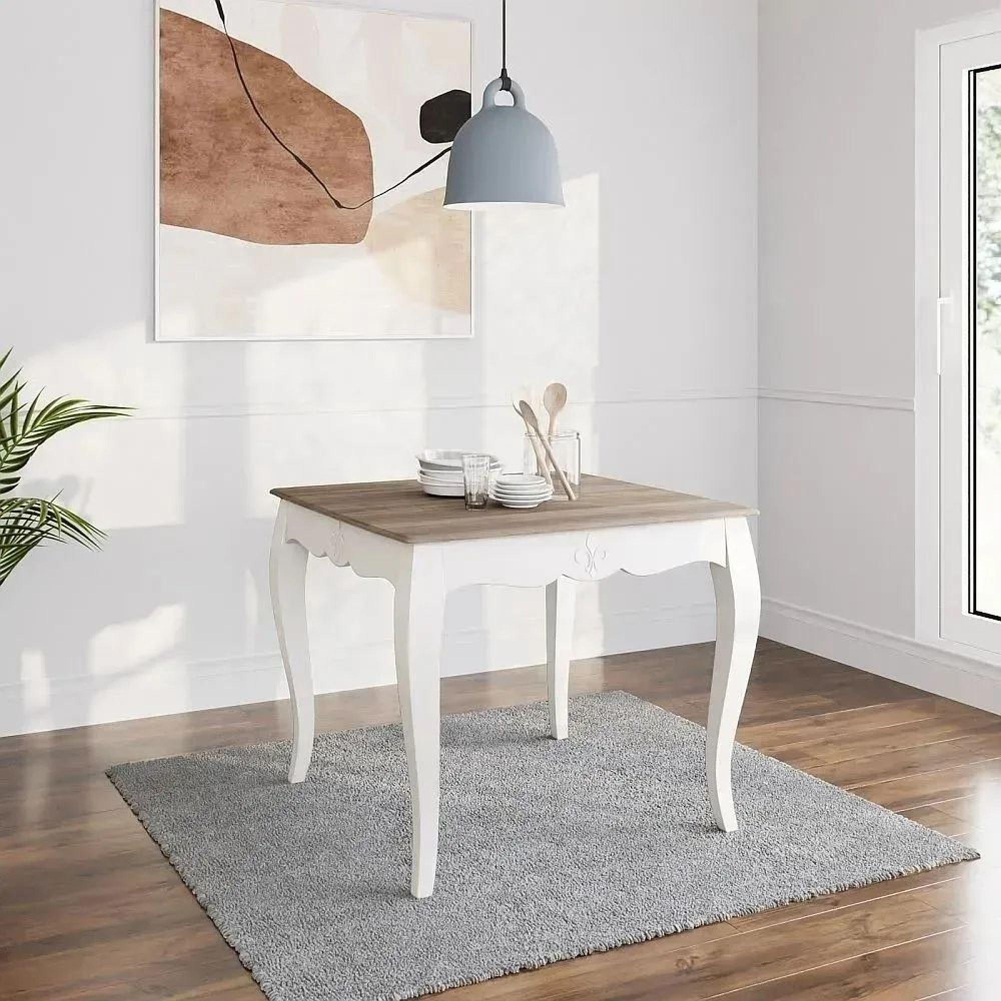 Product photograph of Fleur 2 Seater French Style White Shabby Chic Square Dining Table - Made In Solid Mango Wood from Choice Furniture Superstore.