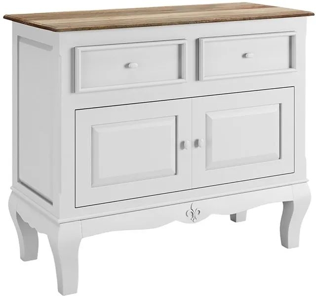 Product photograph of Fleur French Style 2 Door White Shabby Chic Sideboard - Made In Solid Mango Wood from Choice Furniture Superstore.