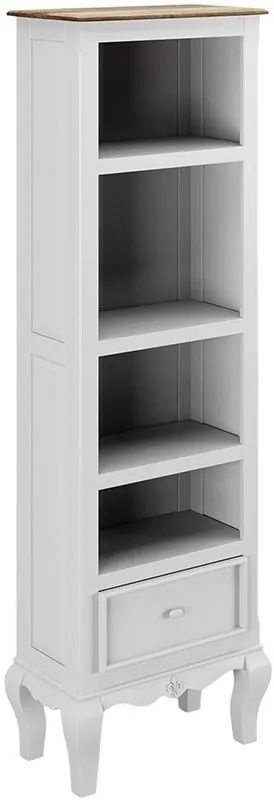 Product photograph of Fleur French Style White Shabby Chic Narrow Bookcase - Made In Solid Mango Wood from Choice Furniture Superstore.