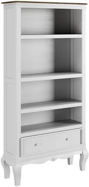 Product photograph of Fleur French Style White Shabby Chic Wide Bookcase - Made In Solid Mango Wood from Choice Furniture Superstore.