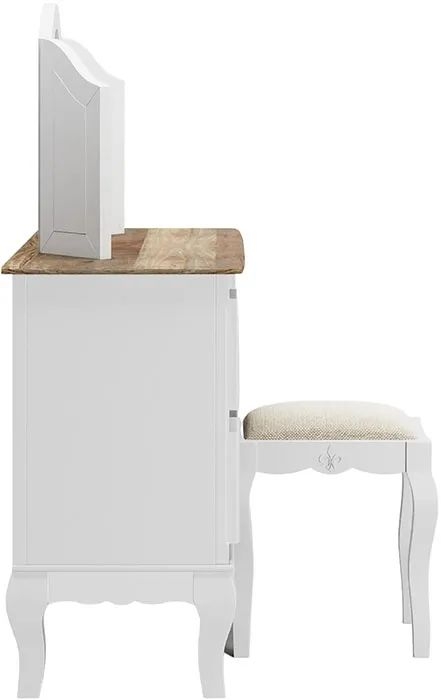 Product photograph of Fleur French Style White Shabby Chic Padded Dressing Stool - Made In Solid Mango Wood from Choice Furniture Superstore.