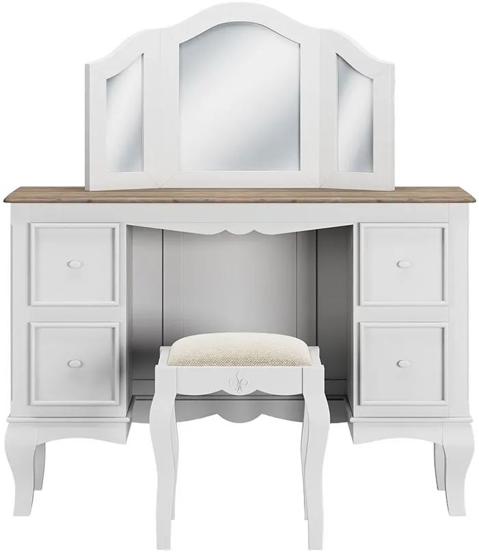 Product photograph of Fleur French Style White Shabby Chic Triple Mirror - Made In Solid Mango Wood from Choice Furniture Superstore.