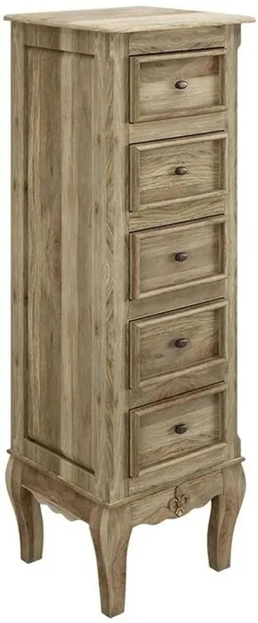 Product photograph of Fleur French Style Grey Narrow Tall Chest - 5 Drawers from Choice Furniture Superstore.