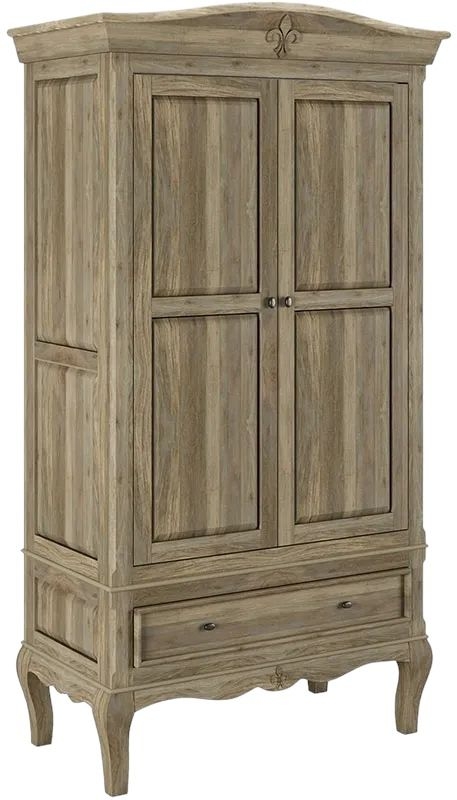 Product photograph of Fleur French Style Washed Grey 2 Door Wardrobe - Made In Solid Rustic Mango Wood from Choice Furniture Superstore.