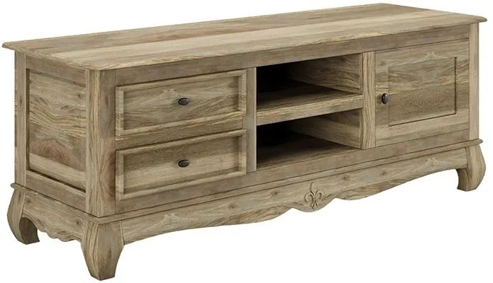 Product photograph of Fleur French Style Washed Grey Tv Unit - Made In Solid Rustic Mango Wood from Choice Furniture Superstore.