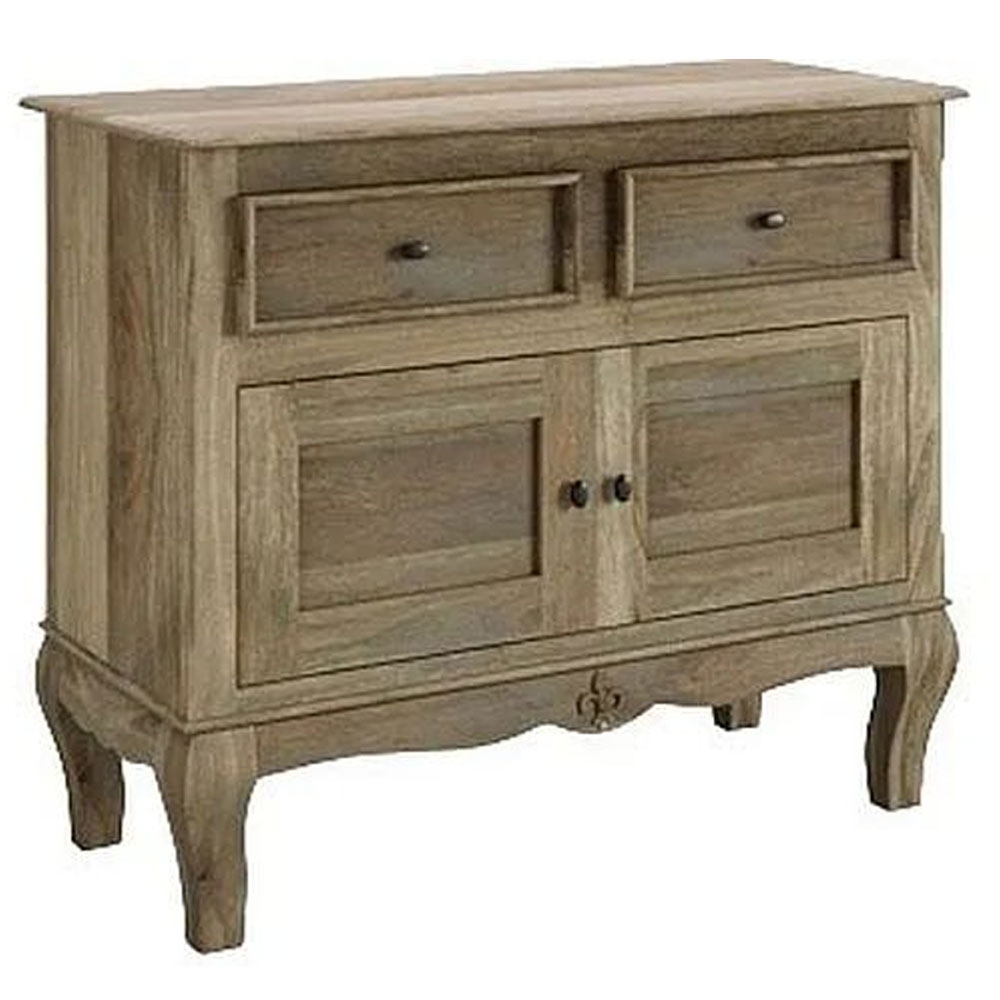 Product photograph of Fleur French Style 2 Door Washed Grey Sideboard - Made In Solid Rustic Mango Wood from Choice Furniture Superstore.