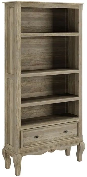 Product photograph of Fleur French Style Washed Grey Wide Bookcase - Made In Solid Rustic Mango Wood from Choice Furniture Superstore.