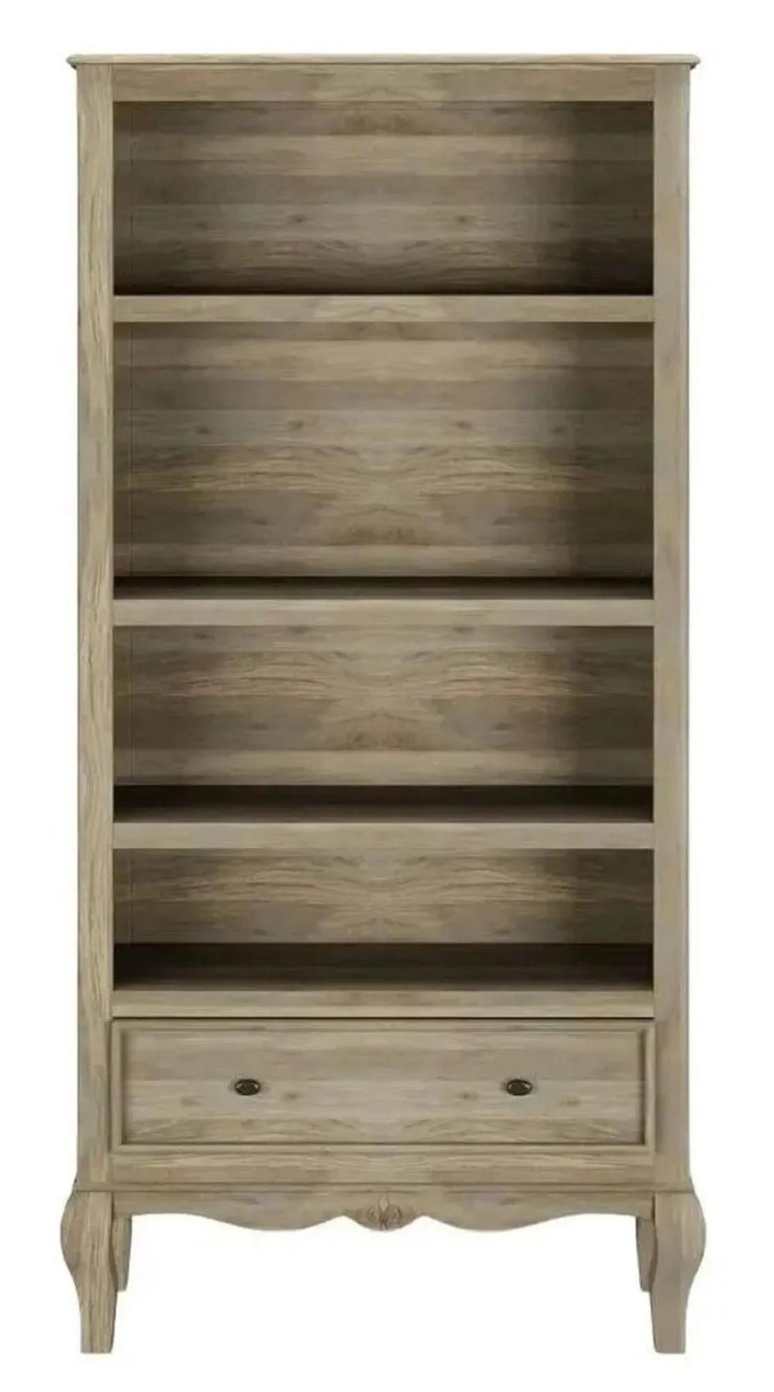 Product photograph of Fleur French Style Grey Wide Bookcase from Choice Furniture Superstore.