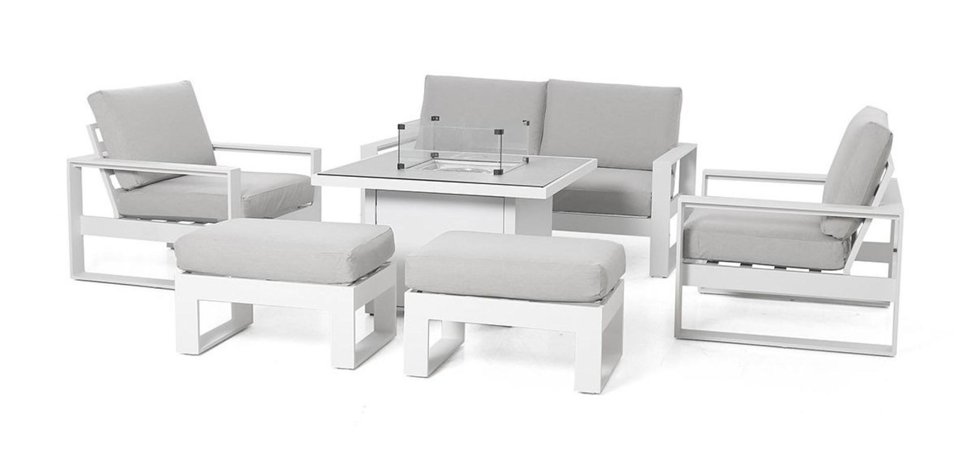 Product photograph of Maze Amalfi White 2 Seat Sofa Set With Fire Pit Table from Choice Furniture Superstore.