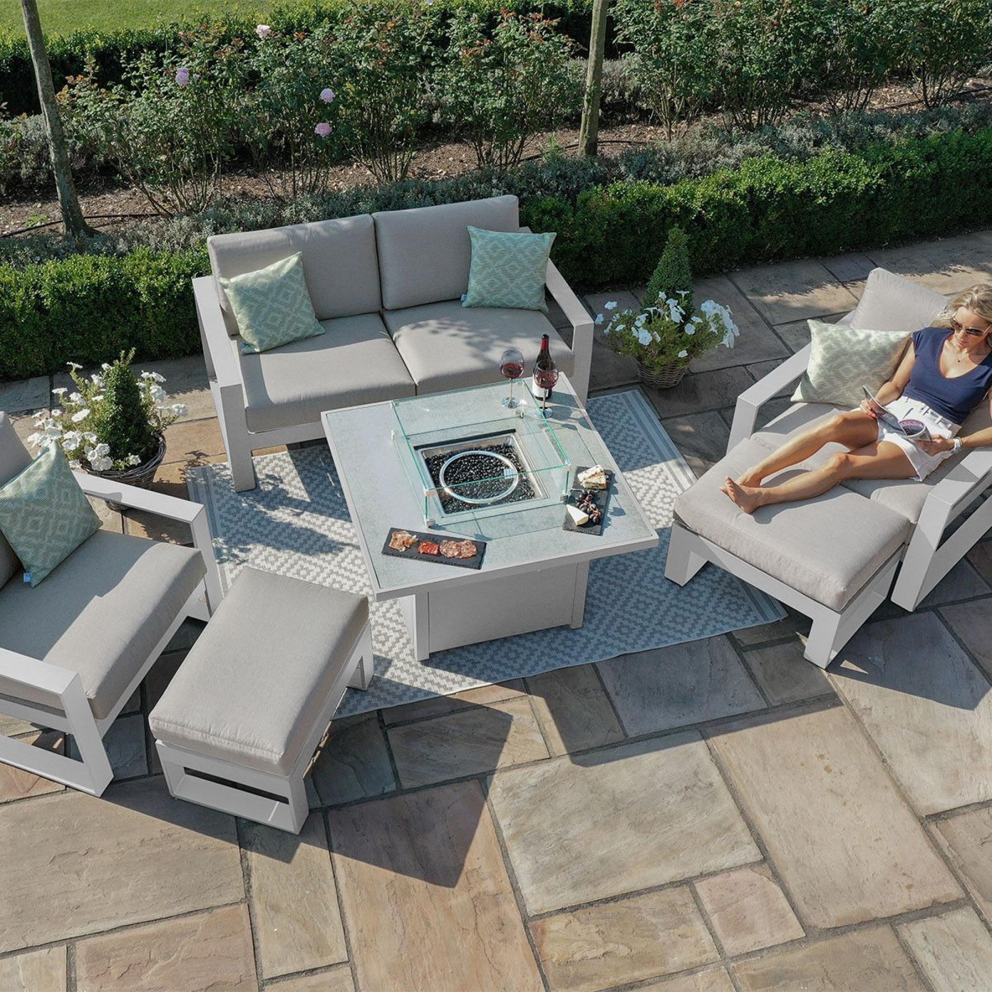 Product photograph of Maze Amalfi White 2 Seat Sofa Set With Fire Pit Table from Choice Furniture Superstore.