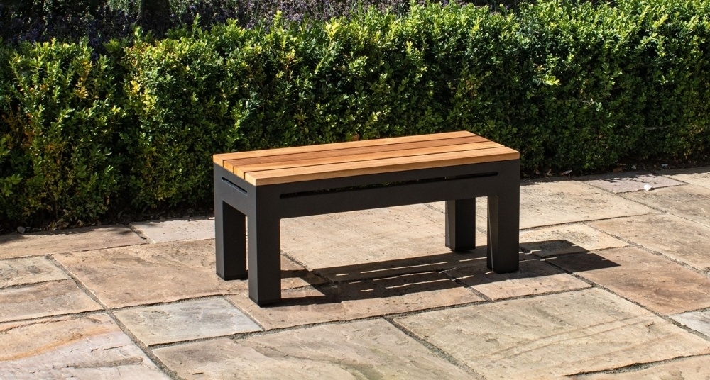 Product photograph of Maze Oslo Charcoal Teak Rectangular Side Table from Choice Furniture Superstore.
