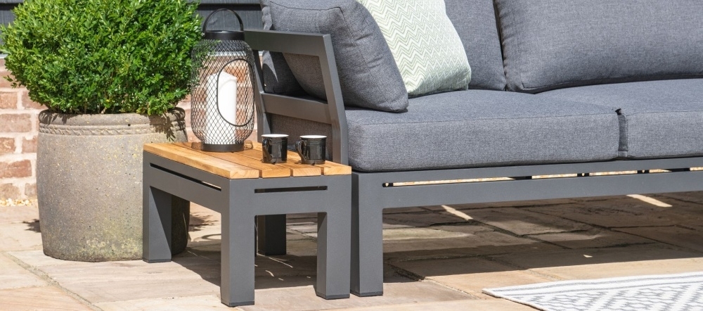 Product photograph of Maze Oslo Charcoal Teak Rectangular Side Table from Choice Furniture Superstore.