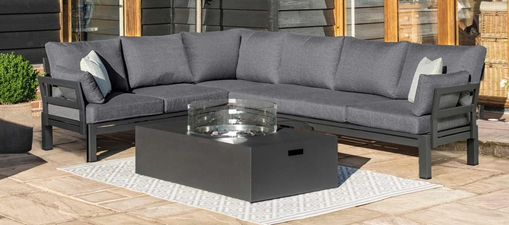 Product photograph of Maze Oslo Corner Group With Rectangular Gas Firepit Coffee Table from Choice Furniture Superstore.