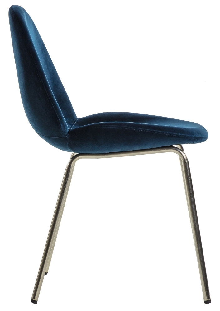 Product photograph of Flanagan Petrol Blue Velvet Dining Chair Sold In Pairs from Choice Furniture Superstore.