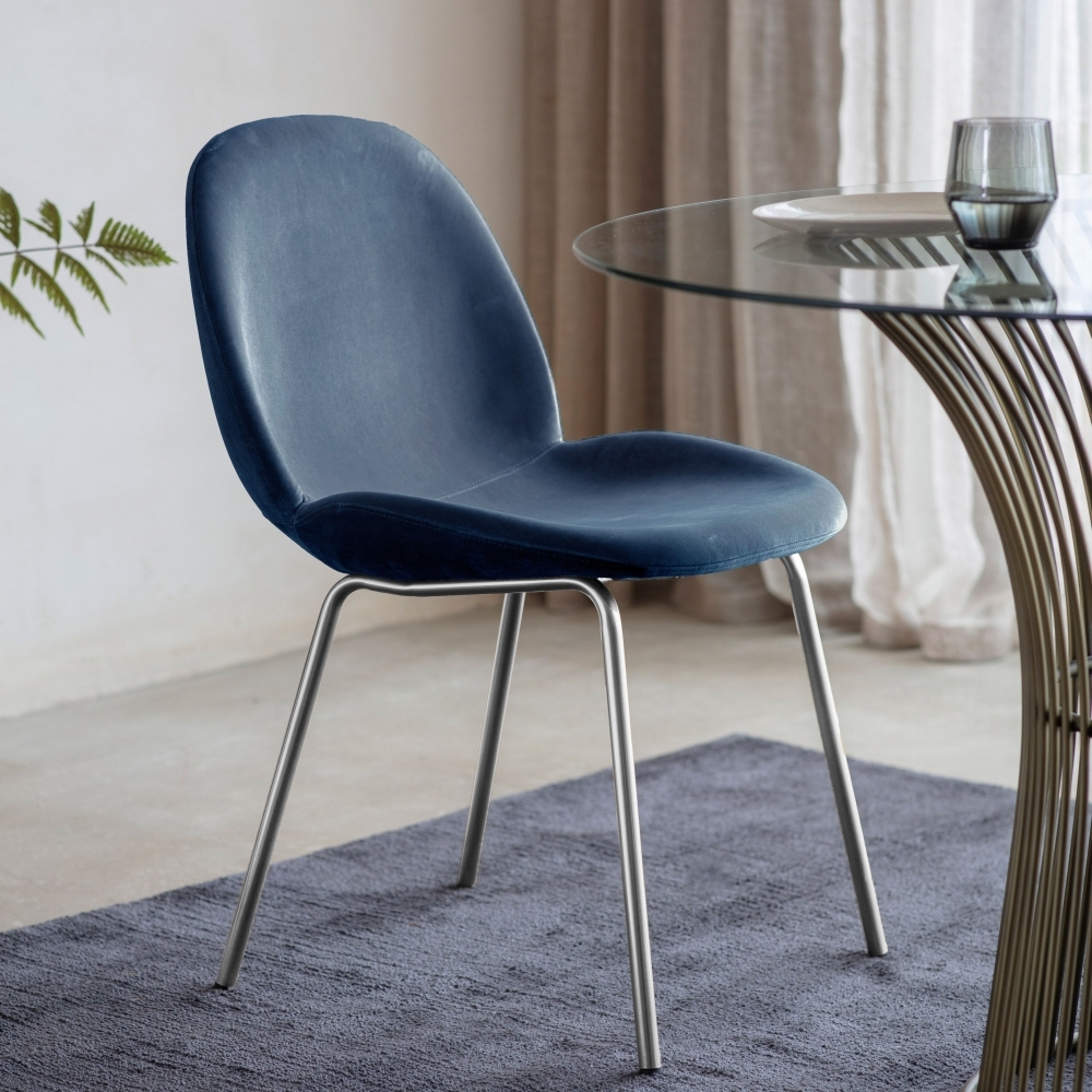 Product photograph of Flanagan Petrol Blue Velvet Dining Chair Sold In Pairs from Choice Furniture Superstore.