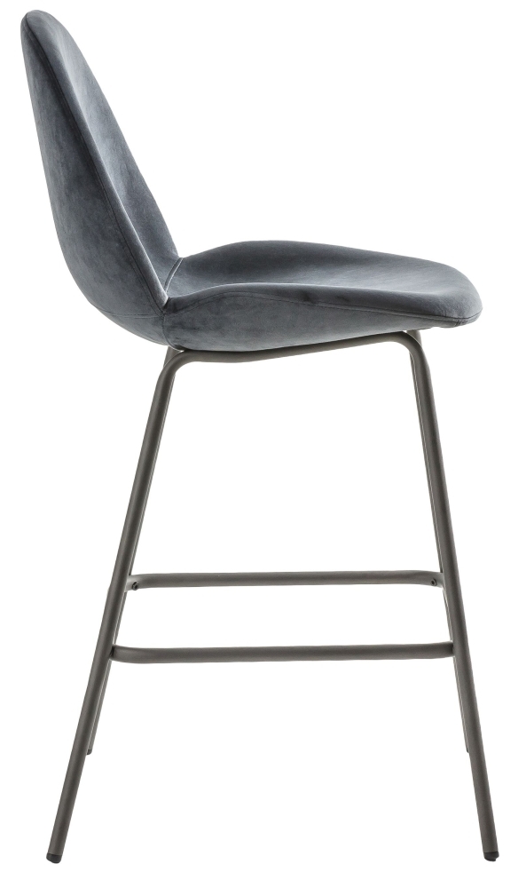 Product photograph of Flanagan Dark Grey Velvet Barstool Sold In Pairs from Choice Furniture Superstore.