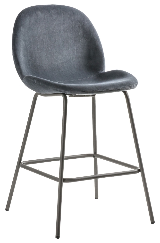 Product photograph of Flanagan Dark Grey Velvet Barstool Sold In Pairs from Choice Furniture Superstore.